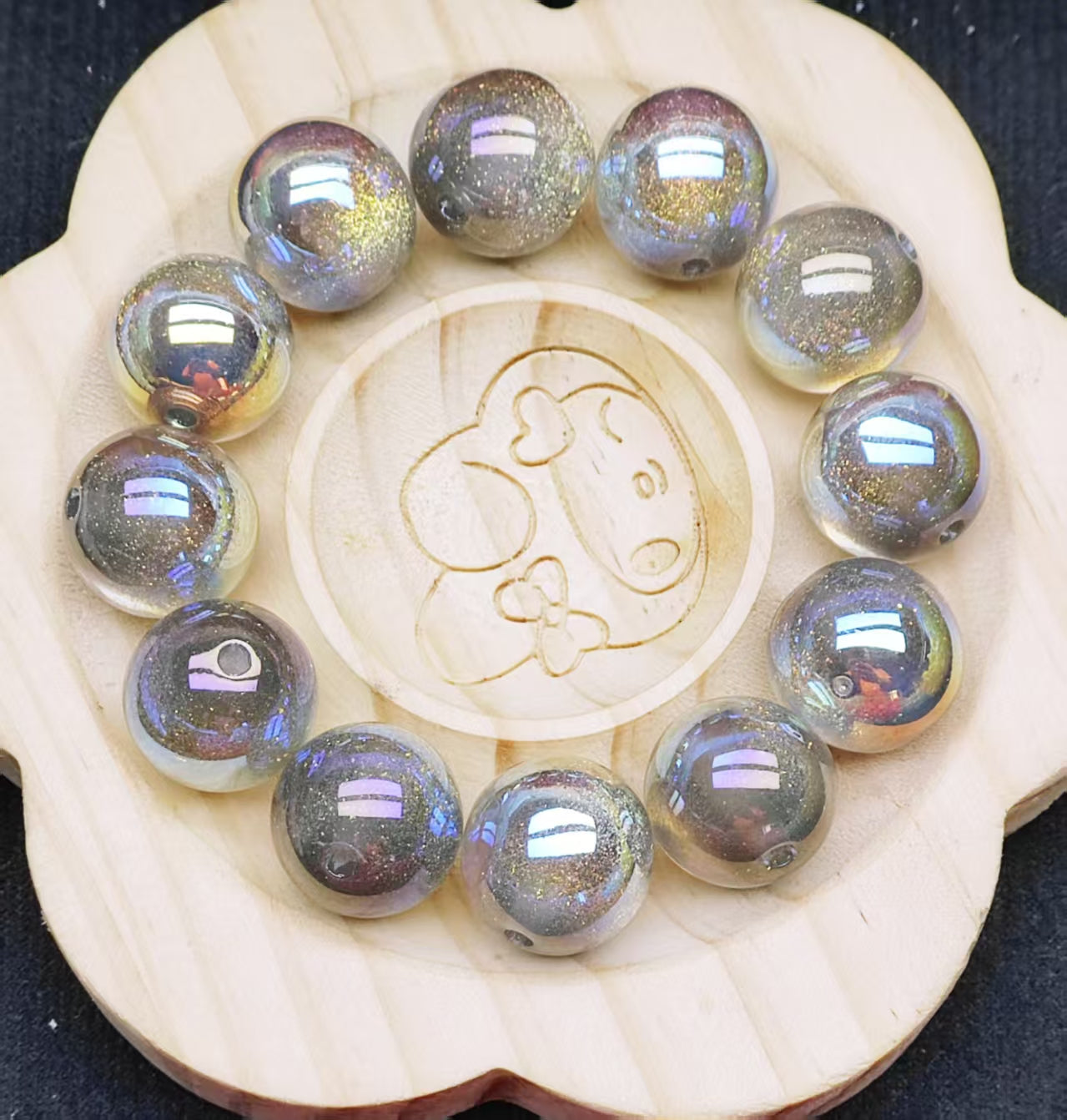 A071 樹脂製の細かいグリッタービーズ16mm(20)1つ買うと1つ無料